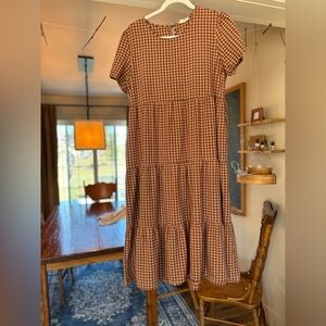 Orange Creek Brown Checkered Midi Dress